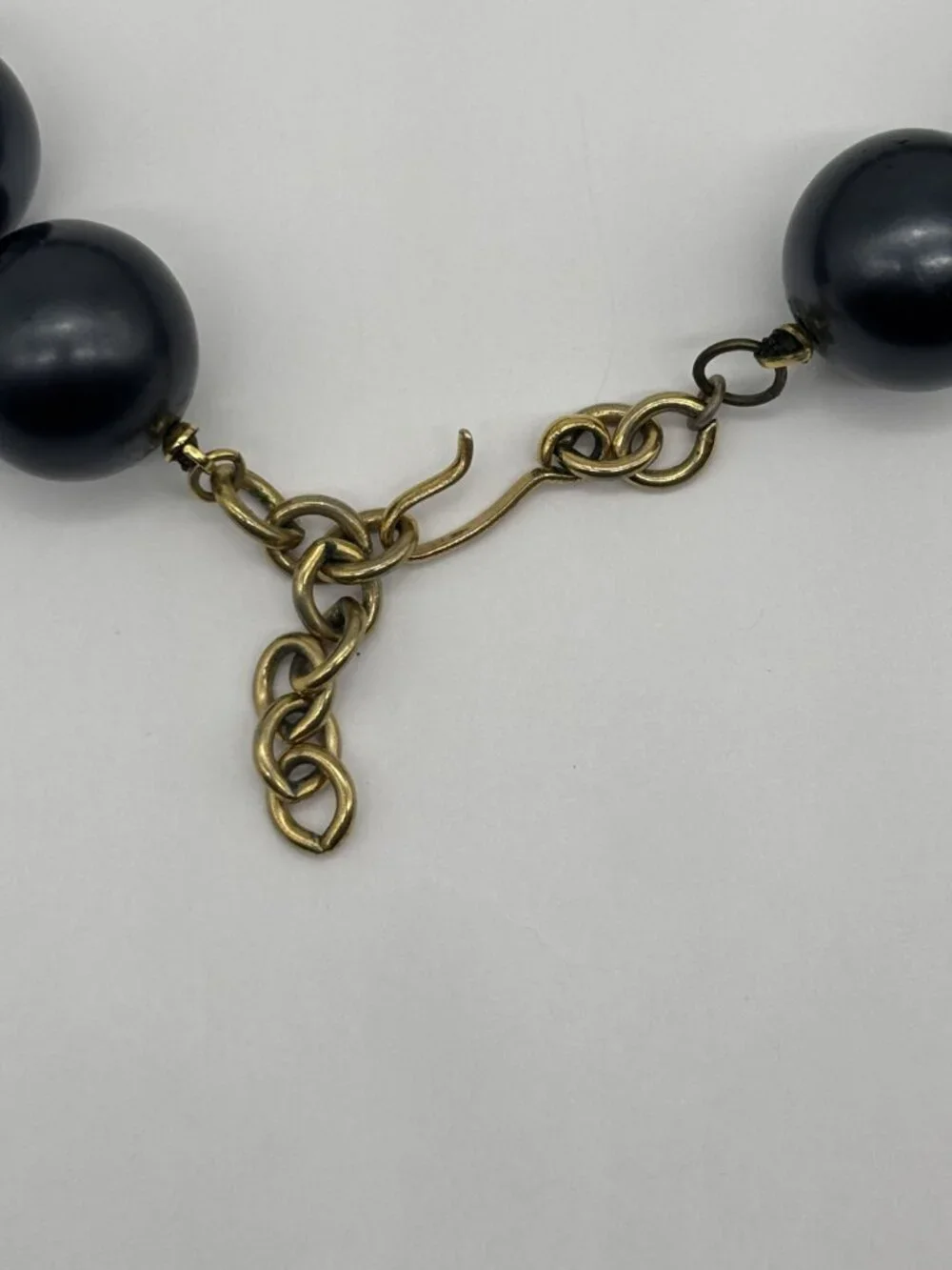 Vintage Monet Statement Necklace 20mm Black Lucite Beads Adjustable 1980s Signed